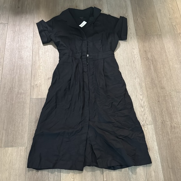 NWT! Banana Republic Black Linen-Blend Midi Shirtdress - Size Large 🐥 - Picture 5 of 7